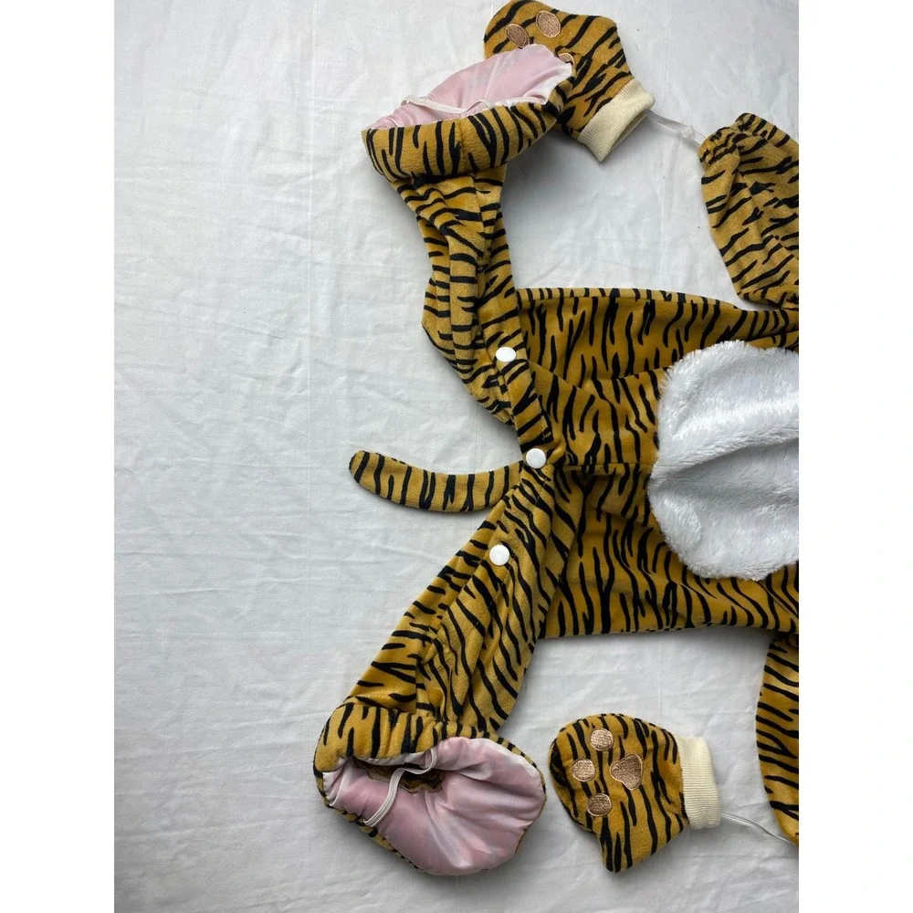 Tiger Costume Halloween Outfit Footed Pajamas One Piece Romper Gloves 6-12 month